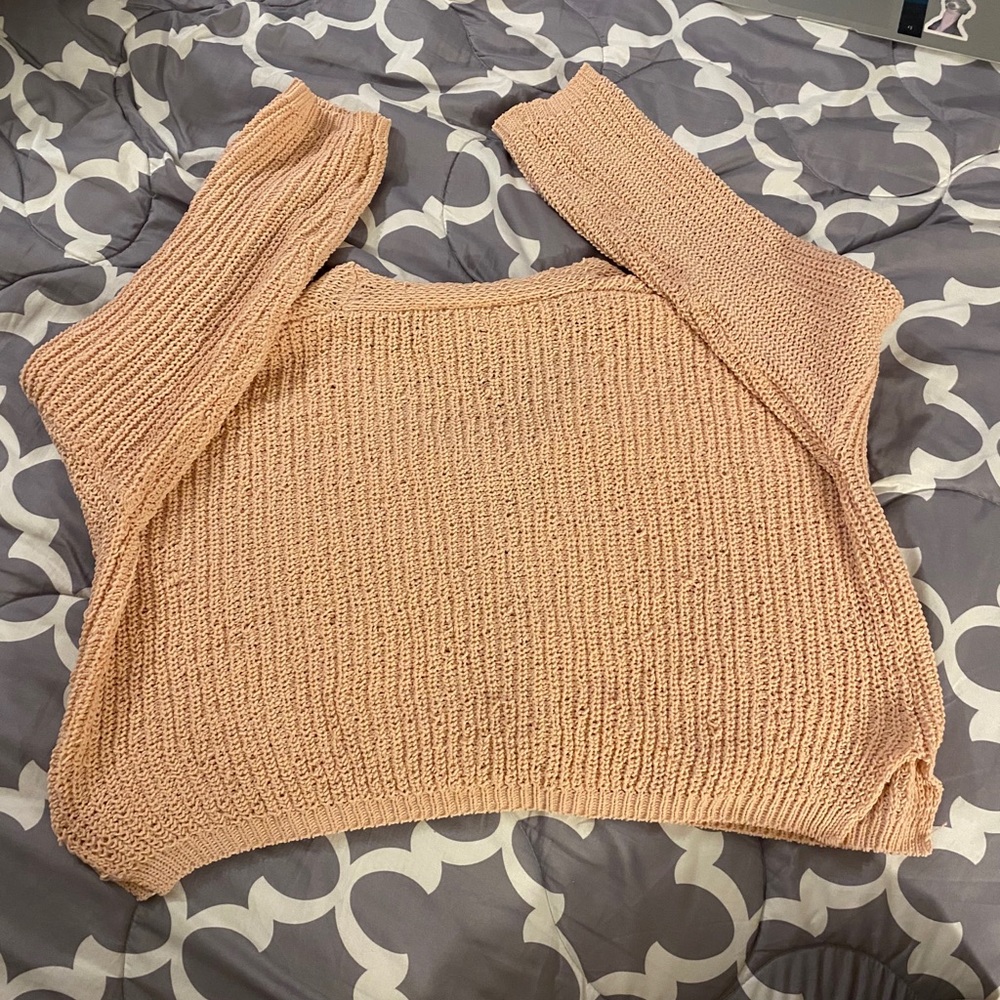 Woven Heart Lace-Up Front Pink Chenille Sweater - Picture 8 of 11